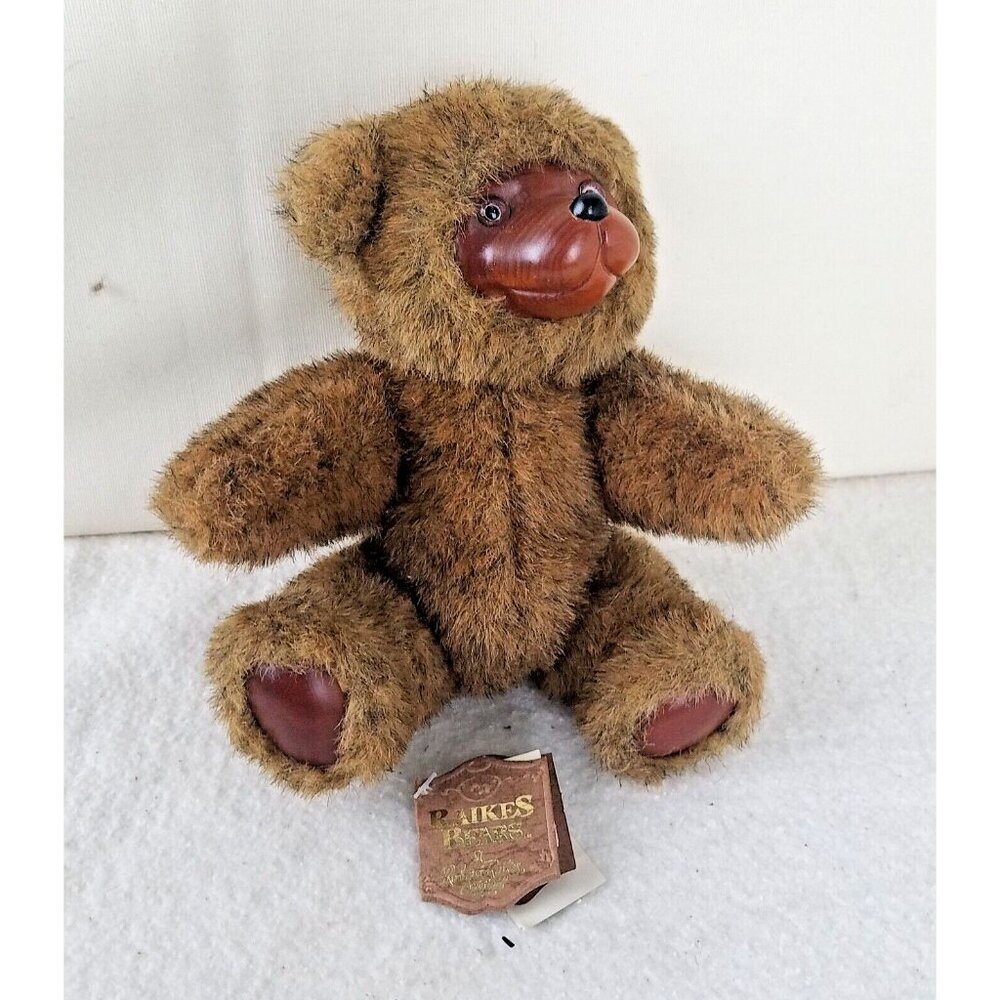 1985 Applause‎ Raikes Bear Jamie 5453 Jointed Teddy Bear Wood Face & Feet vntg